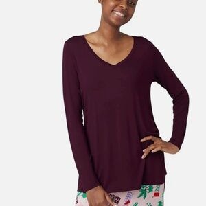 Brand New Hue Women's Size Small Deep Burgendy Long Sleeve Lounge Shirt Top